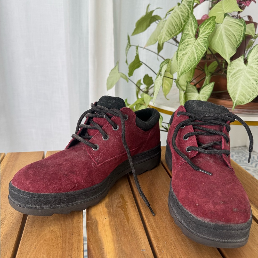 Timberland Suede Oxford Shoes Burgundy Maroon Lace Up Casual Comfort Men’s 10
